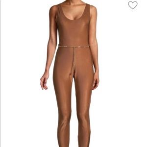 Weworewhat Belted Stretch Moiré Jumpsuit